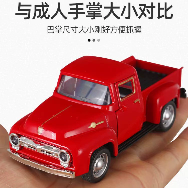 Красный грузовик, металлический транспорт, игрушечная машина