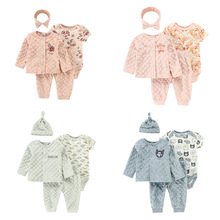 跨境批发秋季新款宝宝爬衣套装 0-1岁可爱婴儿连体衣四件套可外穿