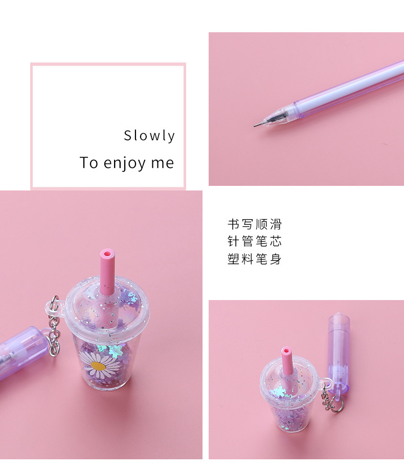 Korean Instagram creative girl heart milk tea cup pendant gel pen simple and cute student practice pen water pen wholesale pic 7