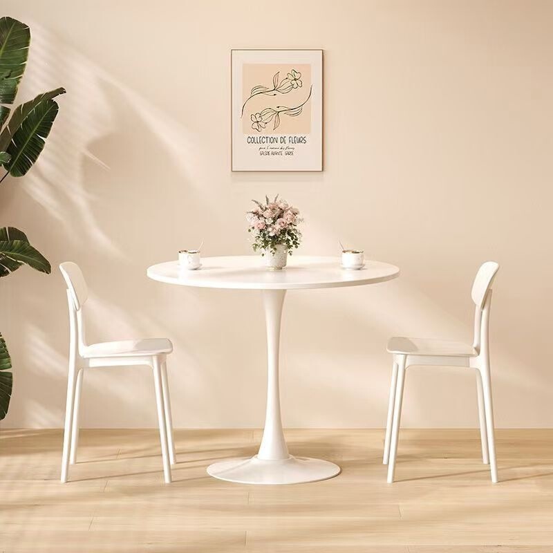 Negotiation table, dining table, trendy white Nordic ins-style round table and chair set for milk tea and coffee shops, tulip dining table Negotiation table, dining table, trendy white Nordic ins-style round table and chair set for milk tea and coffee shops, tulip dining table