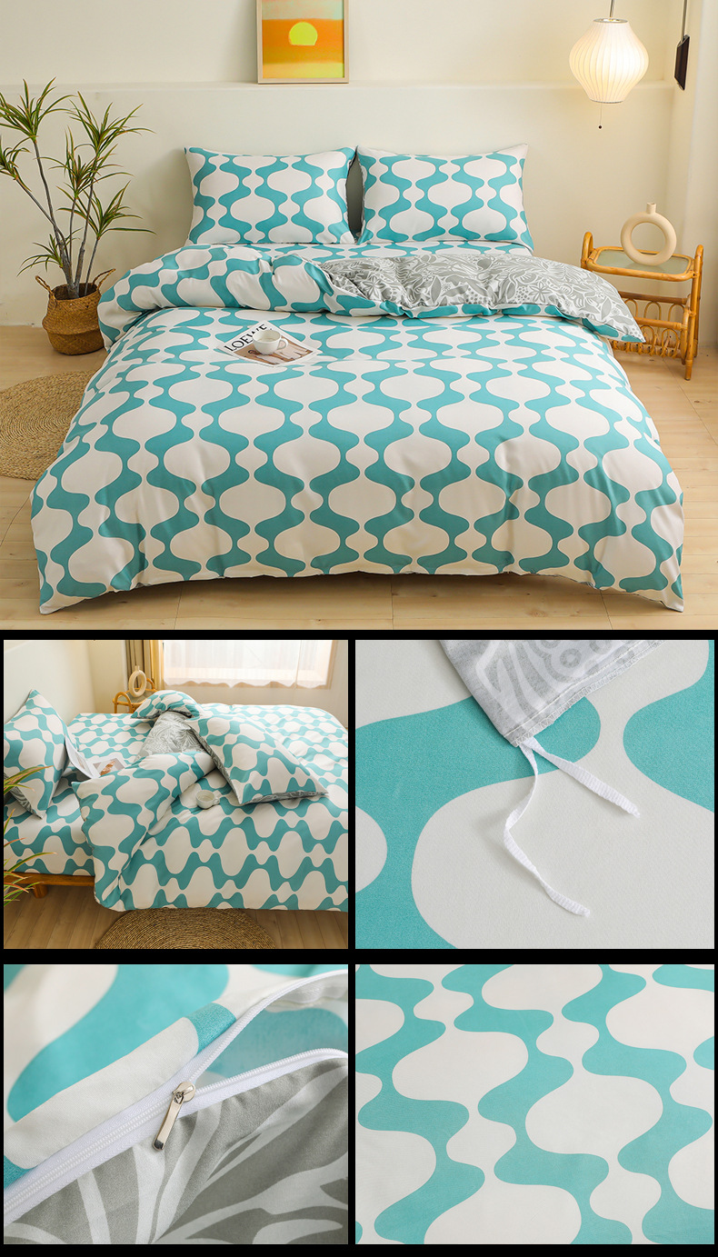 Articles de literie, textiles de maison, draps, ensemble de quatre pièces, draps à poches profondes_voghion.com