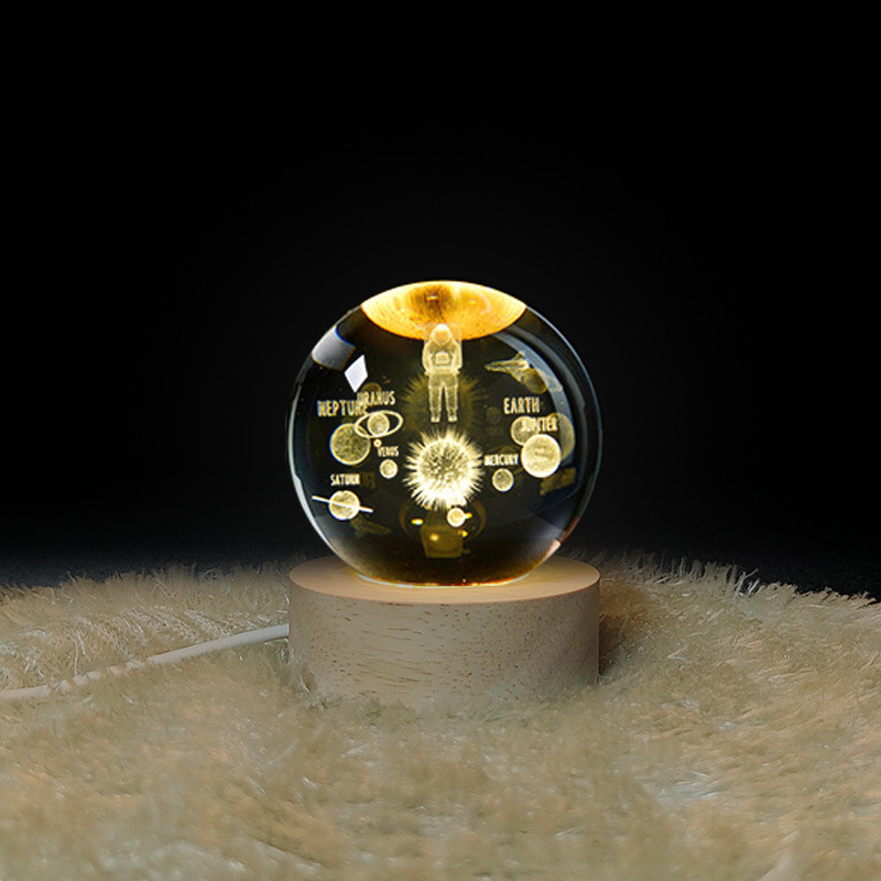 Creativo estrellado noche luz cristal luminoso 3D noche luz dormitorio sueño Luz Decoración decoración actividad empresa regalo