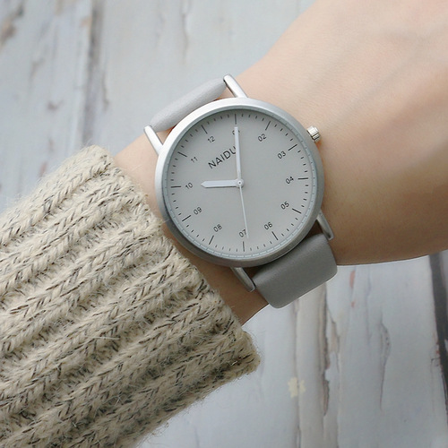 College style frosted shell boys and girls watch belt fashion student watch forest style quartz watch for boys and middle school students