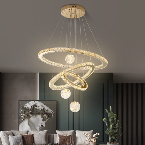 Light luxury crystal chandelier living room and restaurant  new baby's breath smart room chandelier duplex floor overhead chandelier