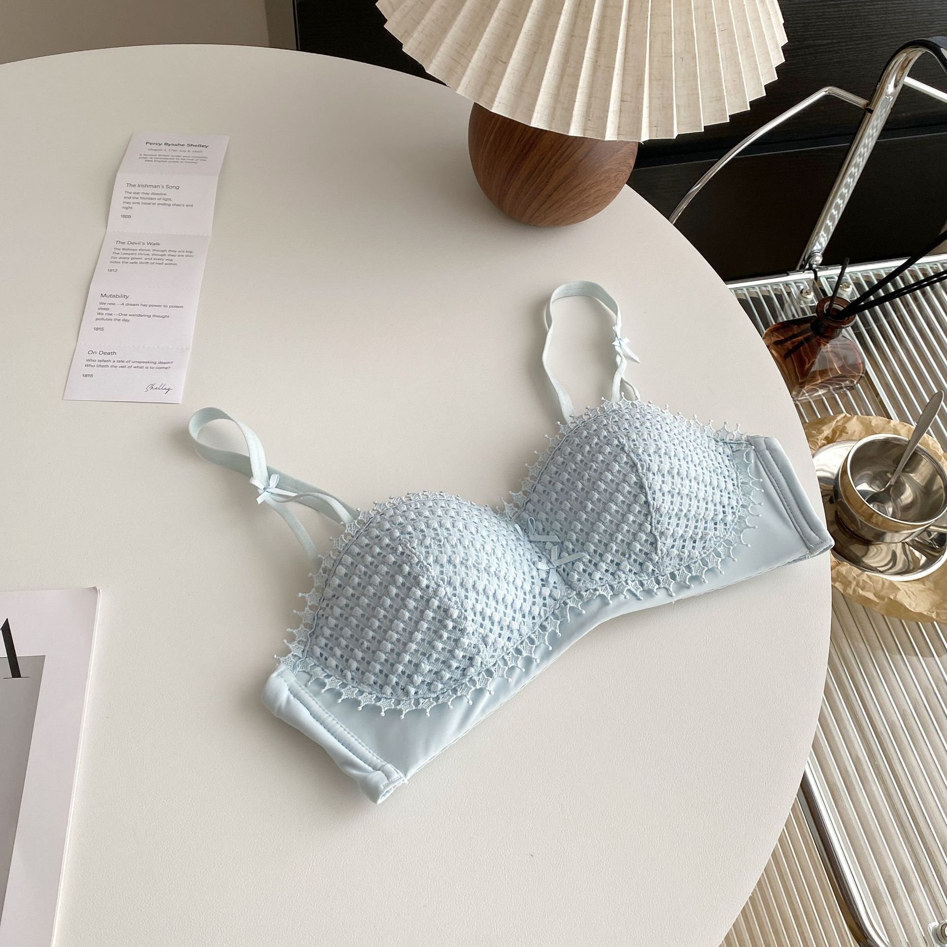 Ropa interior francesa de dos prendas sin tirantes, pecho pequeño, cuidado grande, sujetador Tovin sin anillo de acero