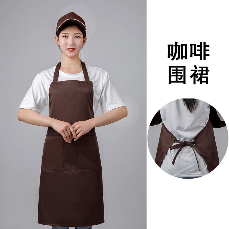 Venta al por mayor impermeable a prueba de aceite restaurante moda cintura lienzo algodón procesamiento LOGO impresión delantal