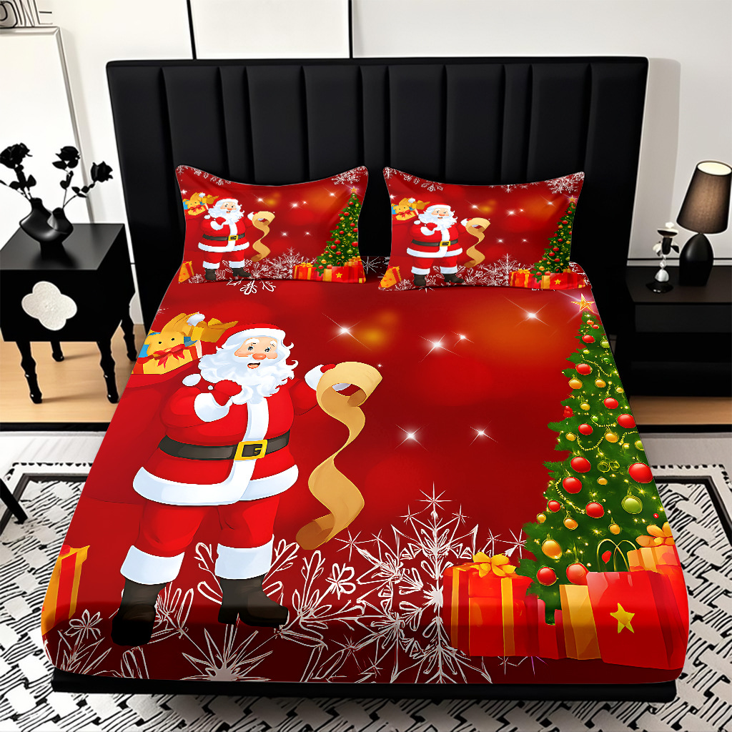 TEMU / JIT nuevos productos transfronterizos adorables series de Navidad molido HD impresión digital cama de cama Kasa set ropa de cama