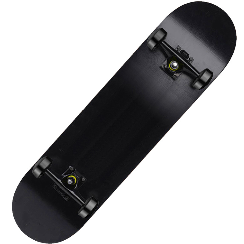 Adult Skateboard Professional Pure Black All Black White Four-Wheel Skateboard Road Brushing Street Action Double Tilt Longboard Skateboard