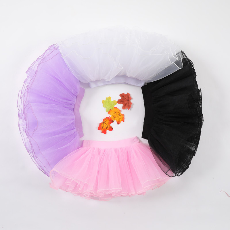 兒童蓬蓬裙四層網紗美國網芭蕾舞表演裙舞台短裙白色演出幼兒園女