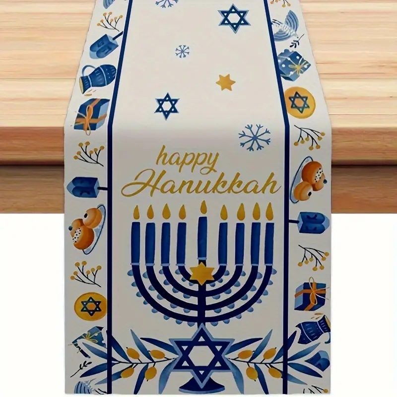 Transfronterizo nuevo Hanukkah camino de mesa de lino impreso mantel hogar Decoración sofá fiesta Festival atmósfera Decoración