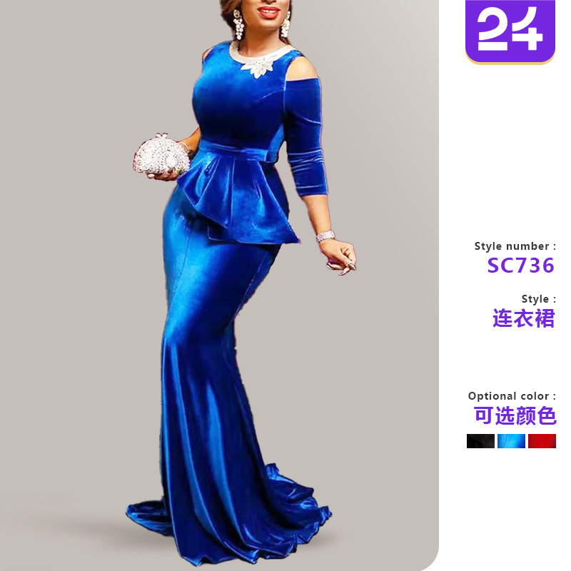2026 European and American Winter New Amazon Ebay Velvet Slim-Fit Off-Shoulder Irregular Evening Dress for Women 2026 European and American Winter New Amazon Ebay Velvet Slim-Fit Off-Shoulder Irregular Evening Dress for Women