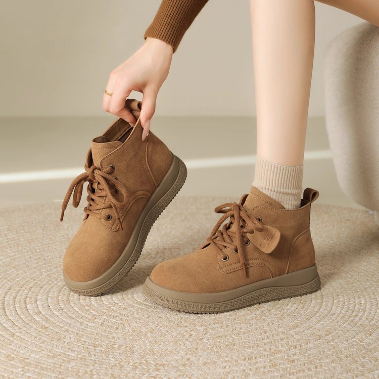 Popular Retro Martin Shoes 2025 Autum New Women's Lace-Up Frosted Thick-Soled Casual Short Boots Women's Trend