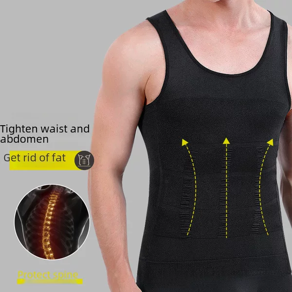 Men's Shaped Abdomen Tinted Waist Shaped Tight Body-Fit Tudor Fitness Base Vest Body-Shaping Clothing Amazon