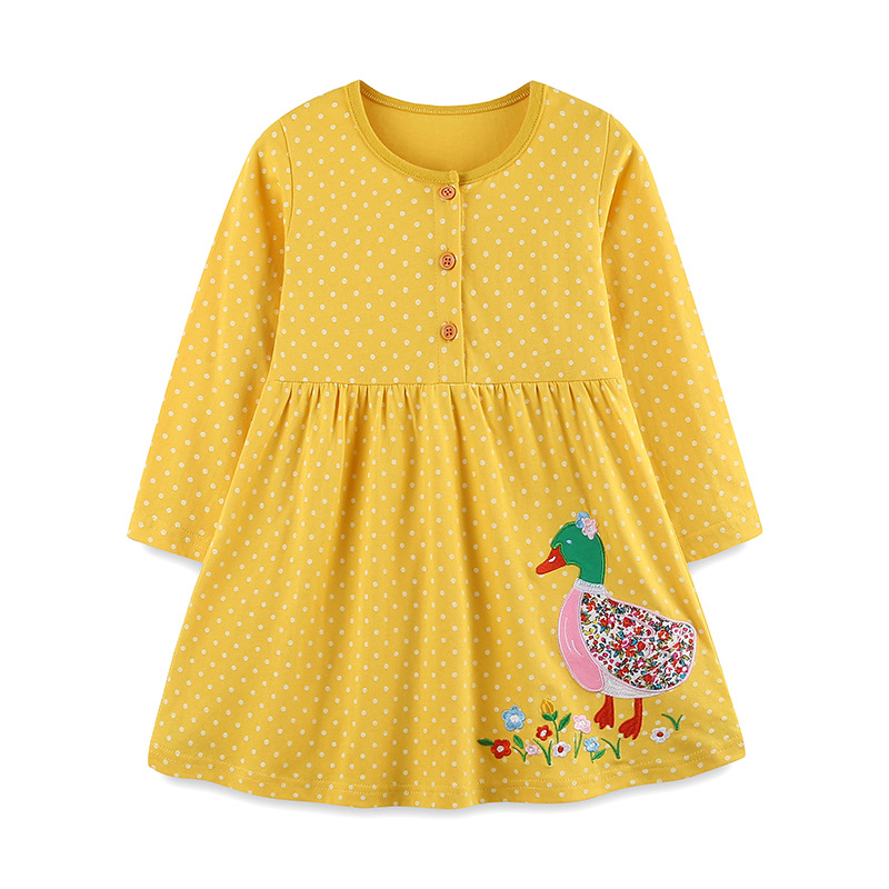Vestido de princesa de niña de estilo europeo y americano otoño nuevo vestido de mangas largas para niños algodón bordado vestido de ropa infantil