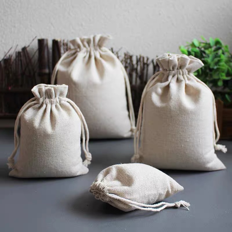 棉麻布袋抽绳束口袋 食品空白纯色布袋 饰品收纳袋 可DIY LOGO