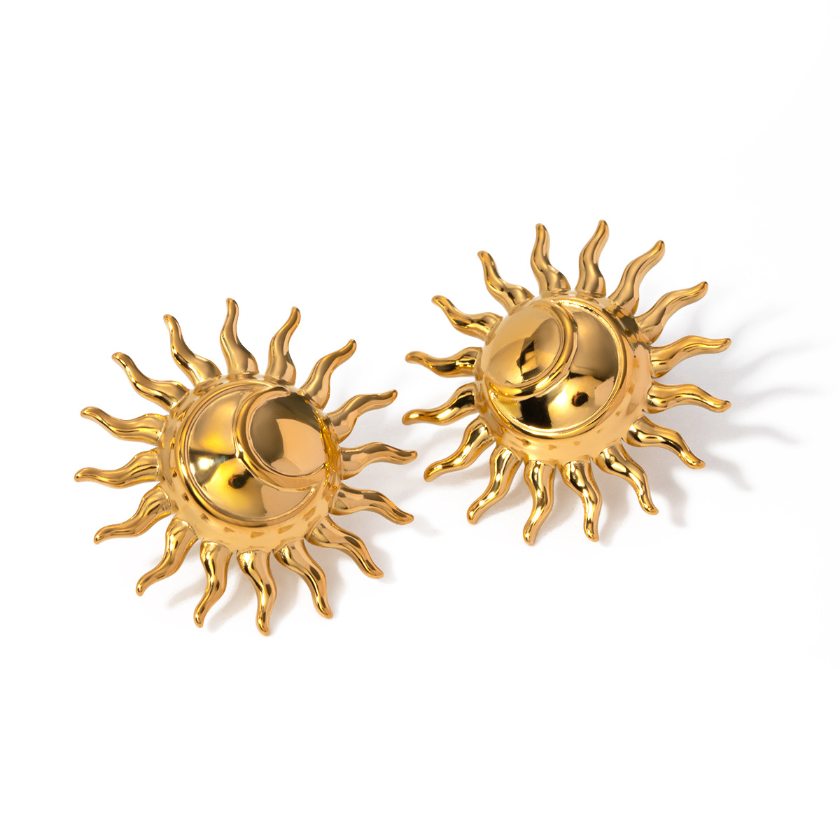 INS nuevo 18K oro Acero inoxidable ocho Awn estrella oído clip pendientes Acero inoxidable joyería moda personalizada regalo de las mujeres