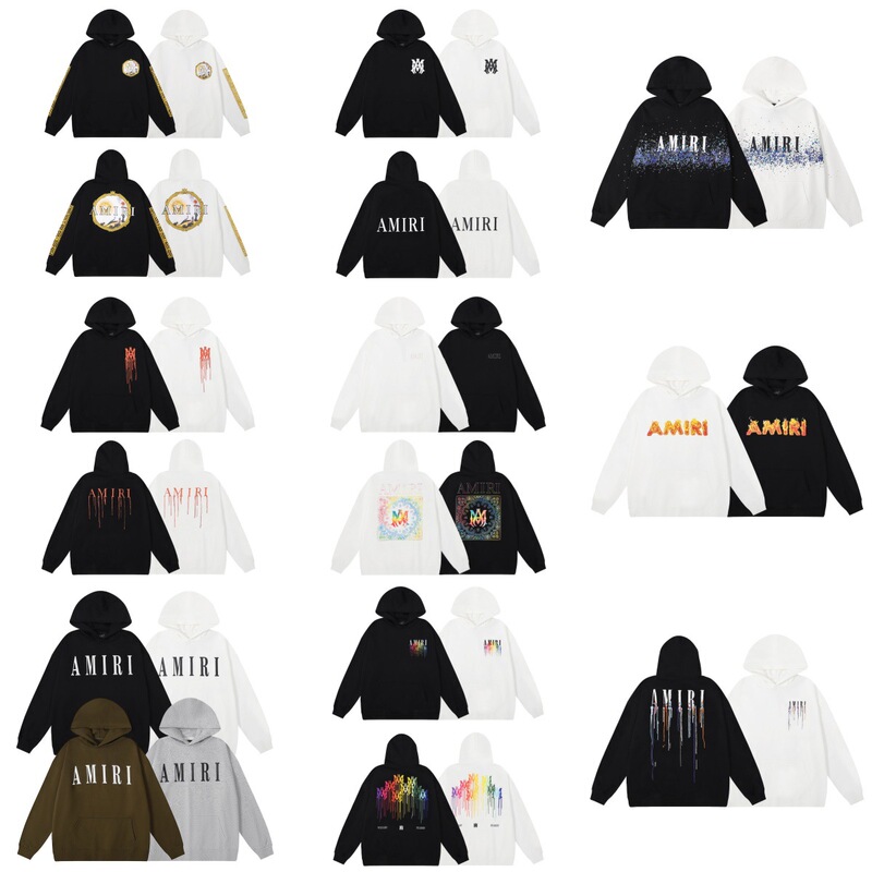 Cross-Border Trendy Brand 2025 Autumn and Winter High-Quality Version Amiri Letter Logo Printed Pure Cotton Men's and Women's Hooded Sweatshirts Cross-Border Trendy Brand 2025 Autumn and Winter High-Quality Version Amiri Letter Logo Printed Pure Cotton Men's and Women's Hooded Sweatshirts