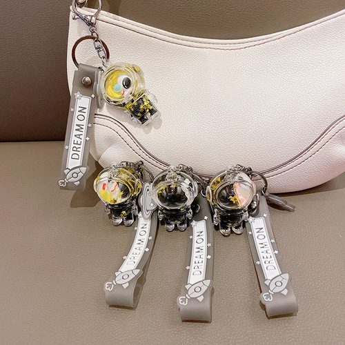 Cartoon Oil Floating Astronaut Keychain Quicksand Drift Bottle Keychain Women's School Bag Pendant Small Gift Wholesale