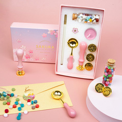 Fire paint seal set wholesale wax grain spoon hand account invitation envelope gift box seal wooden handle beeswax seal