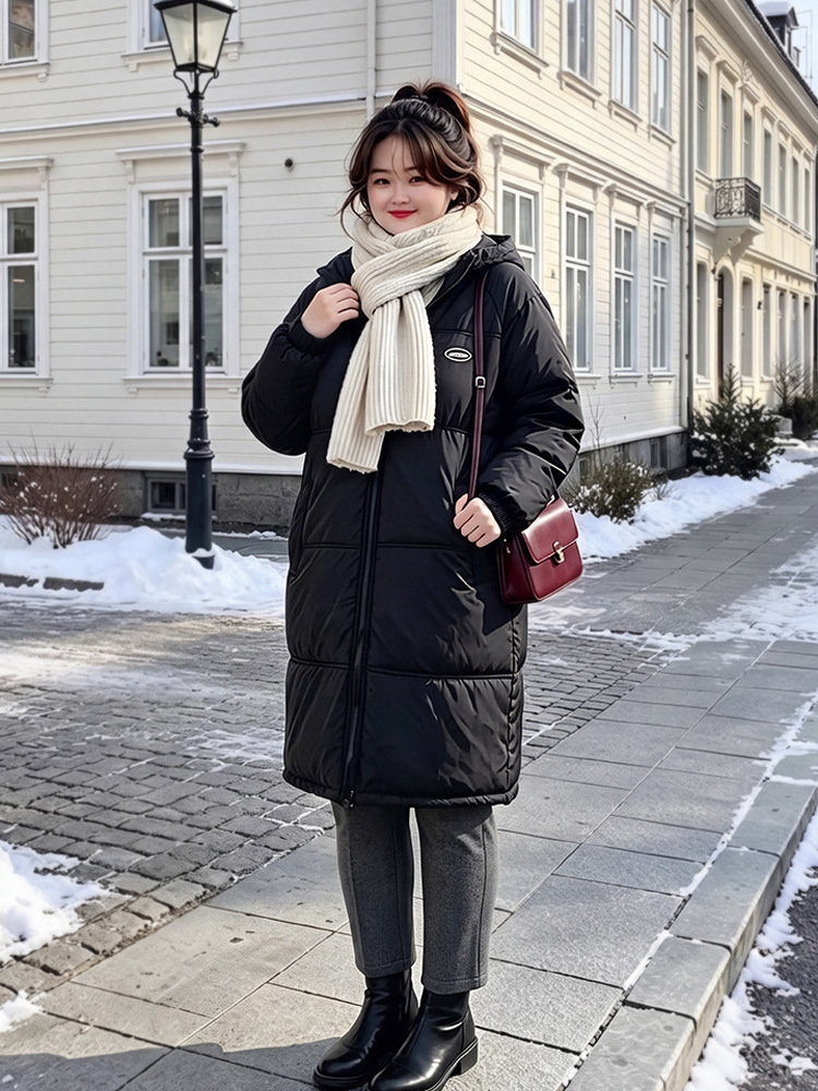 65-160kg Plus-Size Women's Mid-Length Hooded Puffer Jacket for Autumn and Winter, Warm Coat for Slightly Plump Women 65-160kg Plus-Size Women's Mid-Length Hooded Puffer Jacket for Autumn and Winter, Warm Coat for Slightly Plump Women