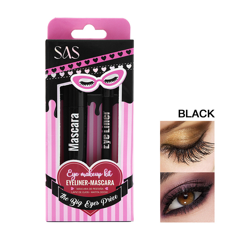 USHAS rímel spot transfronterizo europeo y americano + delineador de ojos conjunto impermeable no es fácil de atemorizarse grueso SAC074