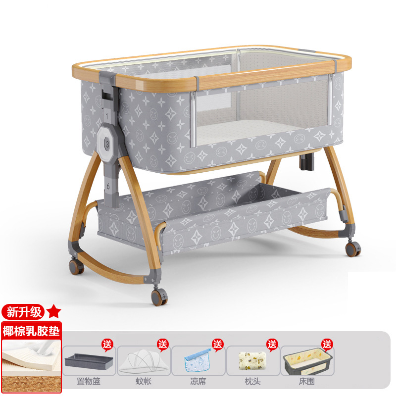 Cuna de bebé recién nacido cama costura Cama grande Baby Shaker BB cama de los niños cuna cama multifuncional móvil plegable image 27