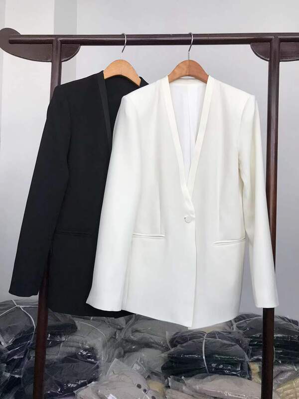 Thh theorist 2022 spring star with a button collarless suit small suit jacket women