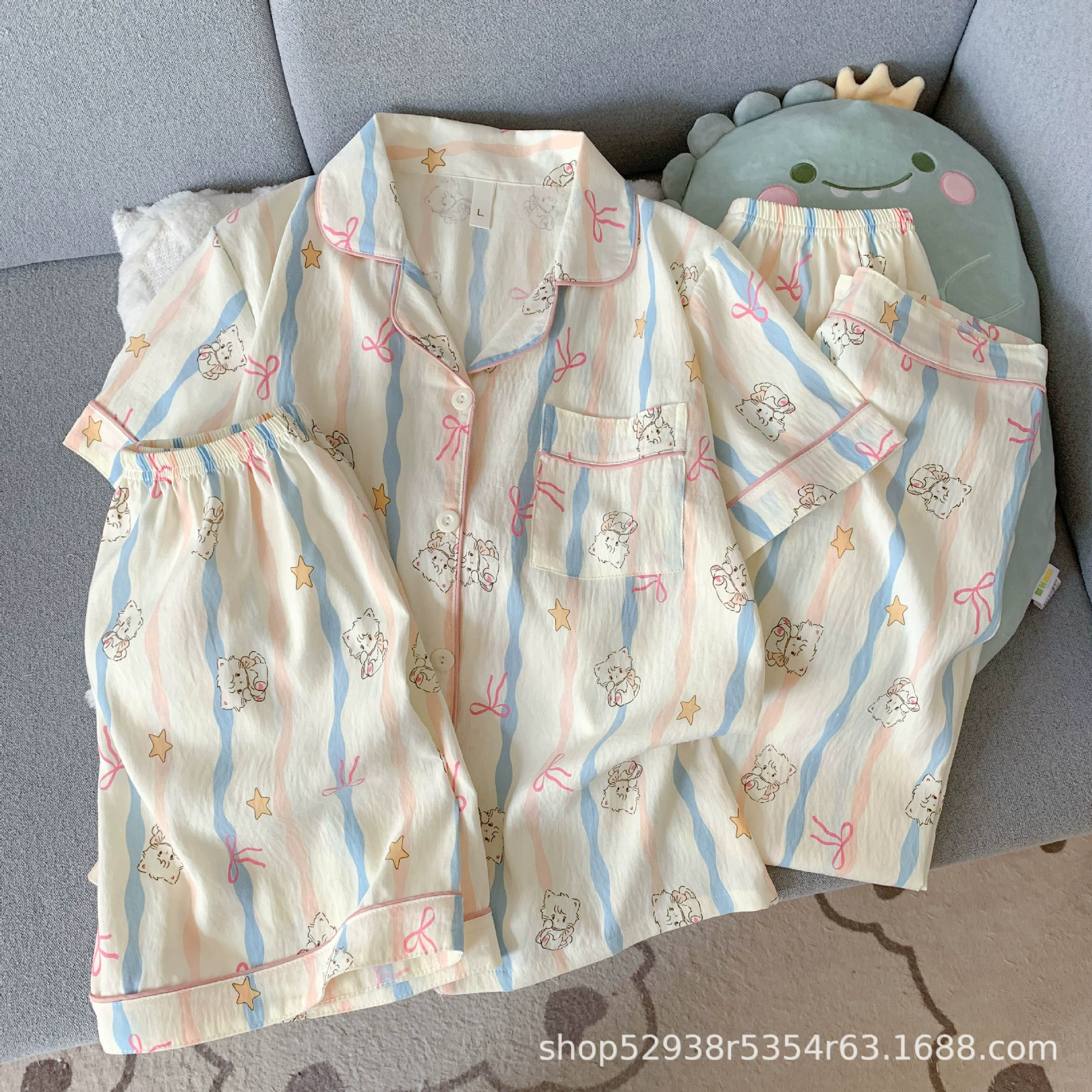 Mikko набор пижамы из трех частей женский летний тонкий 2025 новый облачный хлопок шорты с короткими рукавами длинные брюки носить дома