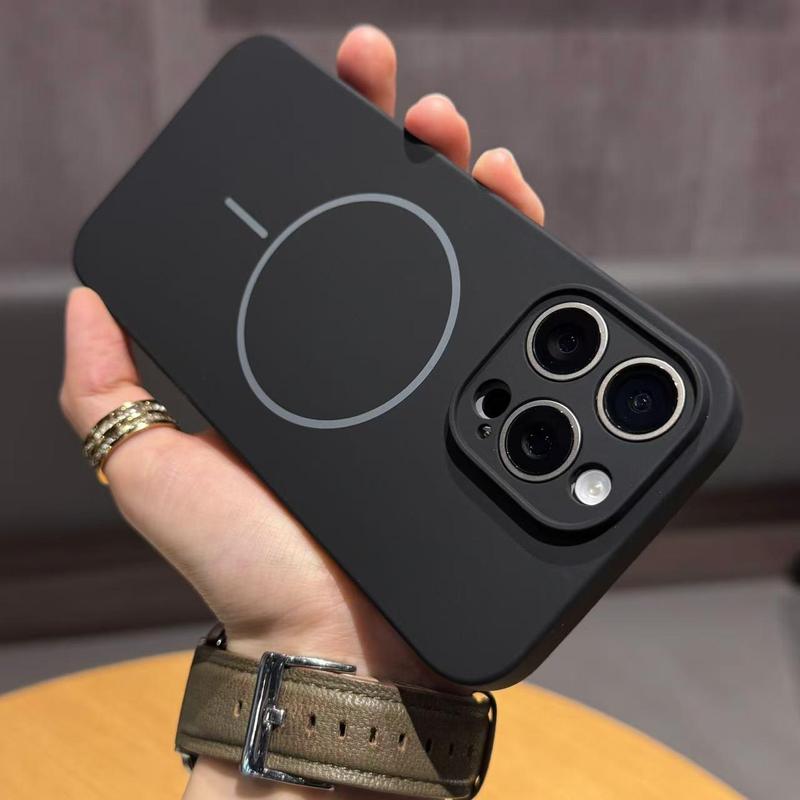 液体シリコン製マグネット式iPhone17promax用スマホケース、Apple 16Pro用フルカバー耐衝撃保護ケース|undefined