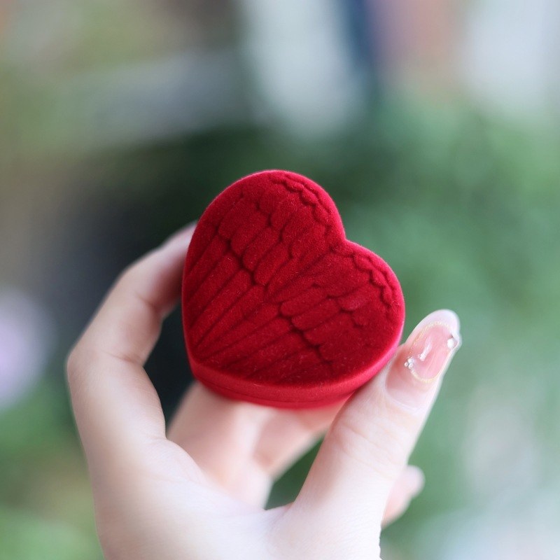 Daily, Street Occasion Romantic Simple Style Heart Shape Solid Color Plastic Embryo Flocking Jewelry Boxes