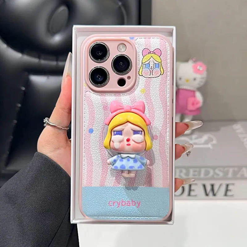 粉色波点哭娃支架适用苹果17promax手机壳iPhone16/15挂绳14华为|undefined