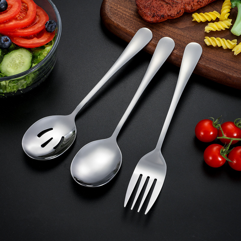 1010 Acero inoxidable espesado cuchara pública mango largo plato tenedor colador público comida compartir buffet compartir cuchara