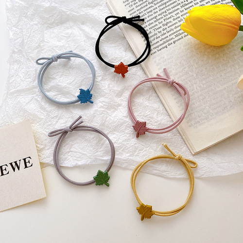Japanese style small fresh maple leaf hair band Korean style simple hair rope girl's hair tied rubber band hair accessories headband wholesale