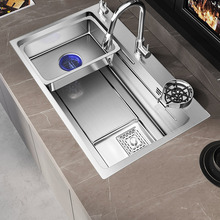 纳米304不锈钢厨房水槽大单槽洗菜盆洗手池手工台下盆洗杯器家用