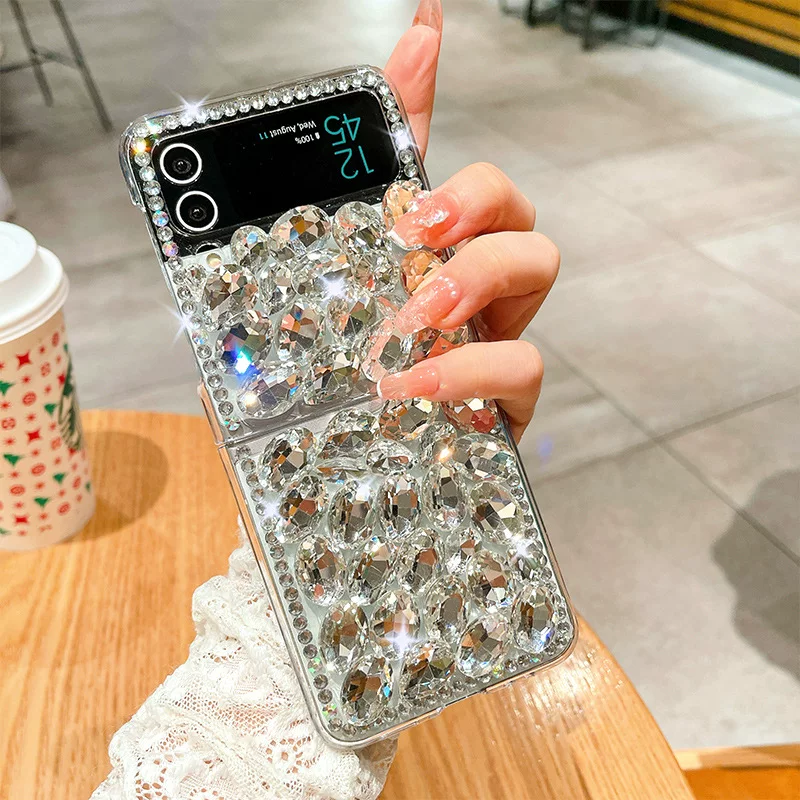 Смартфон совместимый с Galaxy Z Flip7, чехол для телефона Galaxy F7110, прозрачный защитный чехол, складной экран, с камнем