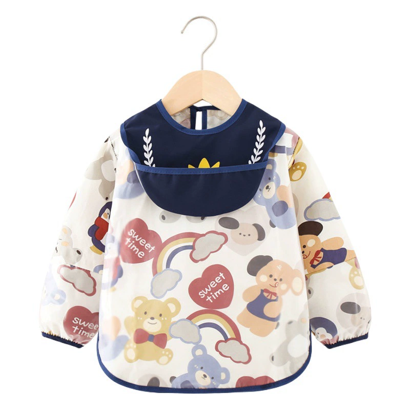 Комбинезоны для маленьких мальчиков и девочек Дополнительное питание для детского сада на ужин Водонепроницаемый нагрудник с басом для детской еды с защитой от грязи Детский фартук в стиле ретро