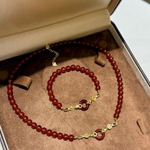 s925纯银天然红玛瑙平安扣项链女轻奢精致国风小众高级感新年礼物