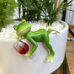 Simulation Frog Basin Hanging Glass Fish Tank Edge Pendant Outdoor Garden Flower Pot Edge Hanging Decorative Animal Ornaments