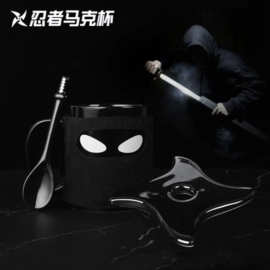 跨境专供马克杯火影陶瓷杯带勺咖啡杯忍者卡通水杯创意礼品耐高温