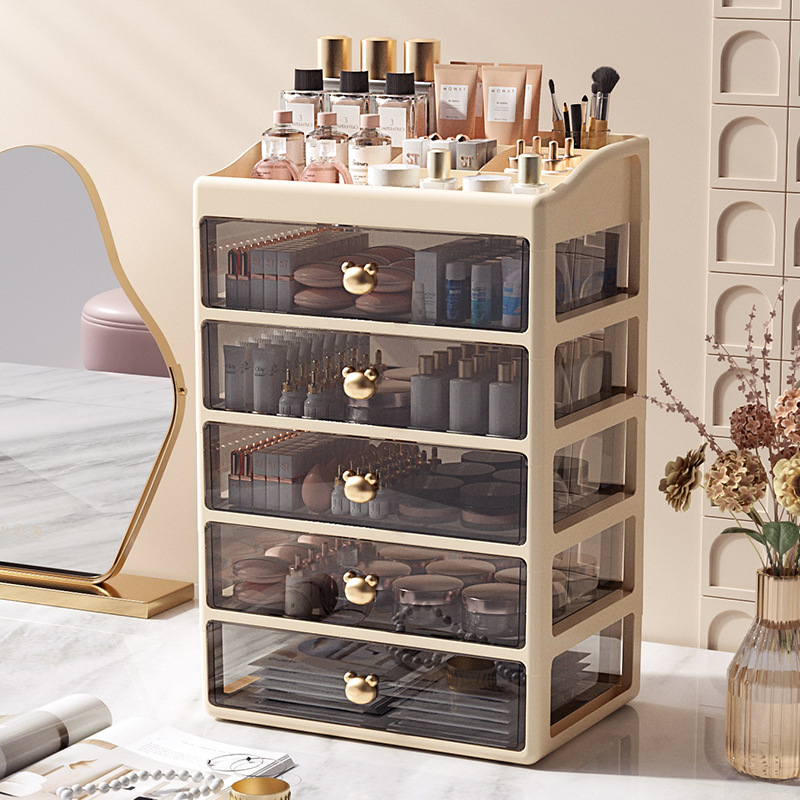 Cosmetic Storage Box, High-End Desktop Lipstick Box, Multi-Layer Makeup Box, Light Luxury Drawer-Style Storage Box Wholesale