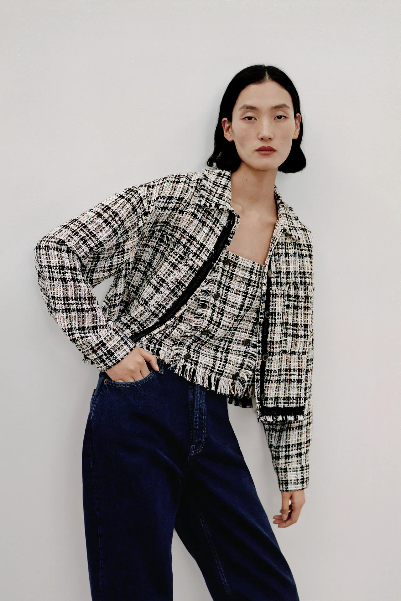 spring plaid texture jacket  NSAM33993