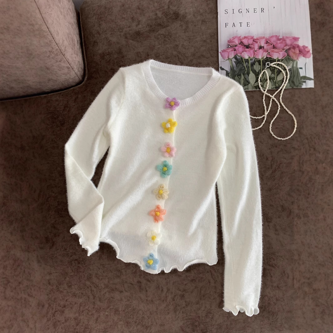 Spring knitted white sweater