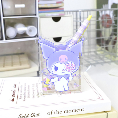 2 yuan store cartoon student desktop pen holder makeup brush multi-functional office stationery acrylic transparent storage tube