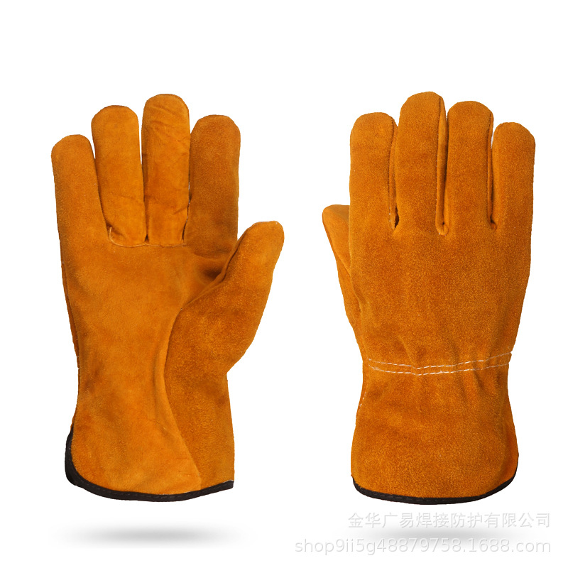 短款牛皮电焊手套防烫焊接电焊工耐用耐热防高温劳动保护手套