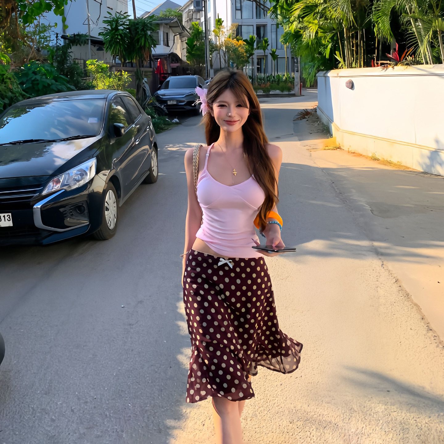 东南亚泰国旅游穿搭辣妹风性感修身显瘦女夏季新款海边度假半身裙