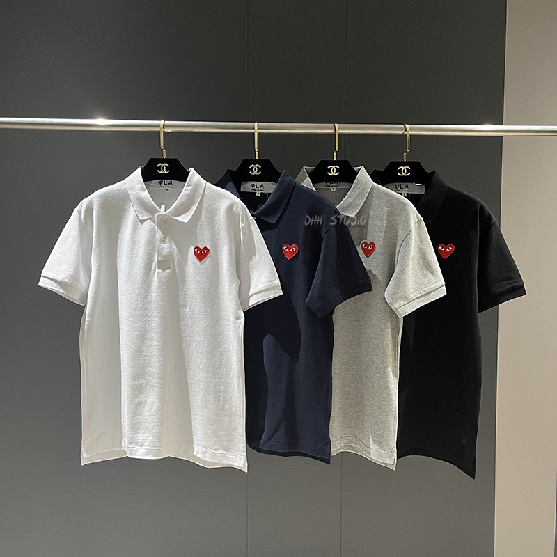 Ami日系トレンドcdgハートハート男女ポロシャツカップル半袖tシャツ