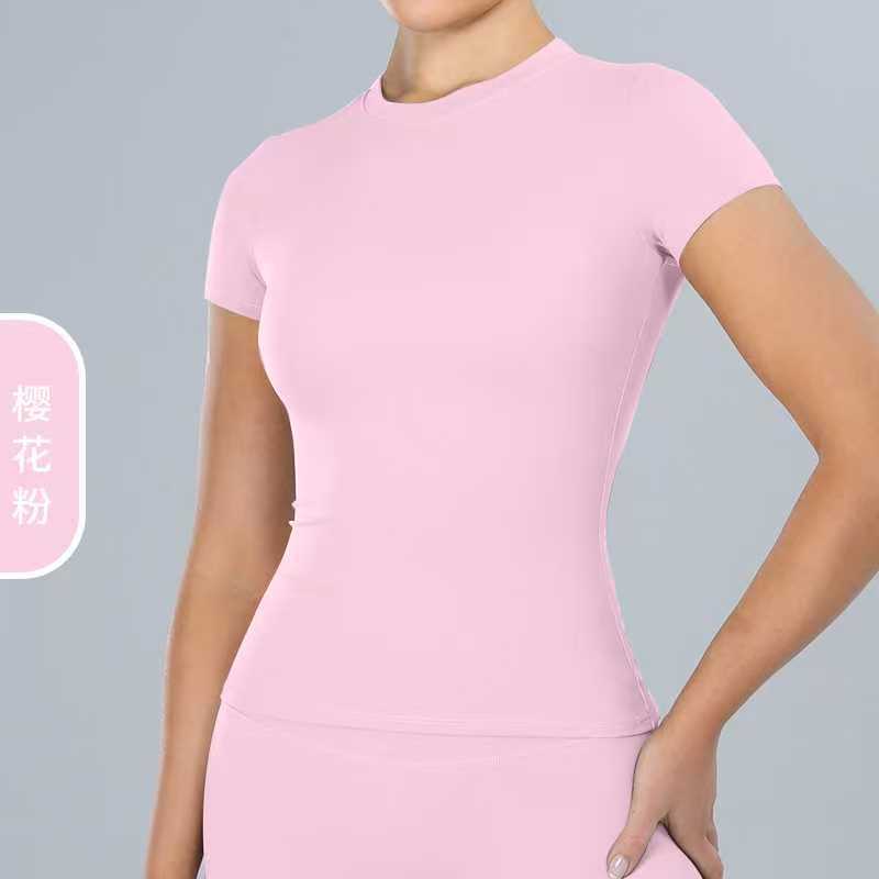 Camiseta de primavera europea y americana, ropa de yoga de manga corta, camiseta deportiva de correr al aire libre, camiseta deportiva de manga corta para mujeres 8519