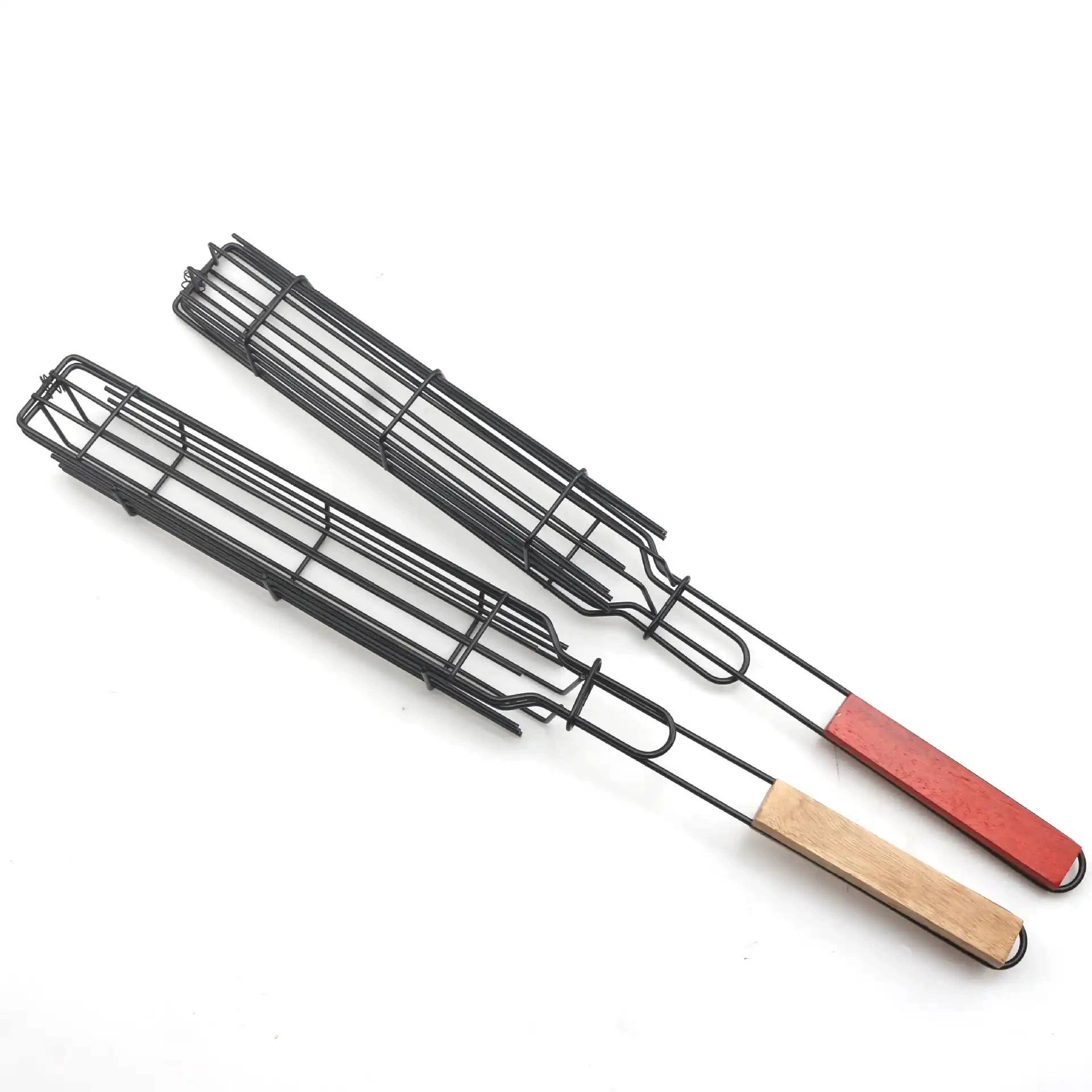 Трансграничная мини-клетка для барбекю с деревянной ручкой, клетка для хот-догов, уличная железная проволока, сетка для барбекю из нержавеющей стали, инструменты для пикника, барбекю, угольный гриль