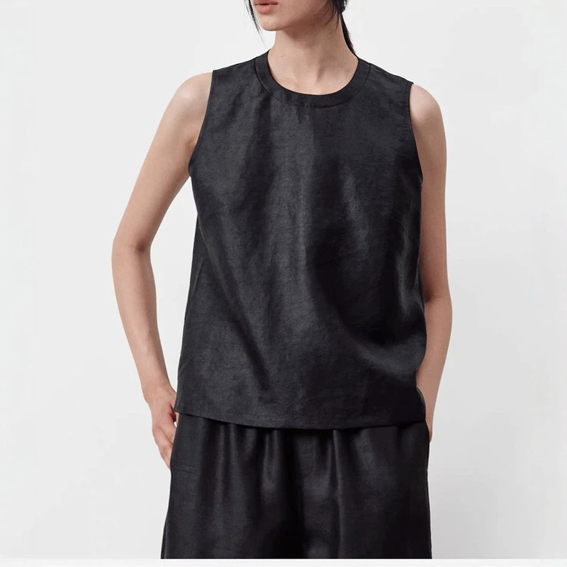 Xiangyunsha Round-Neck Simple and Versatile Practical Sleeveless Shirt Xiangyunsha Round-Neck Simple and Versatile Practical Sleeveless Shirt