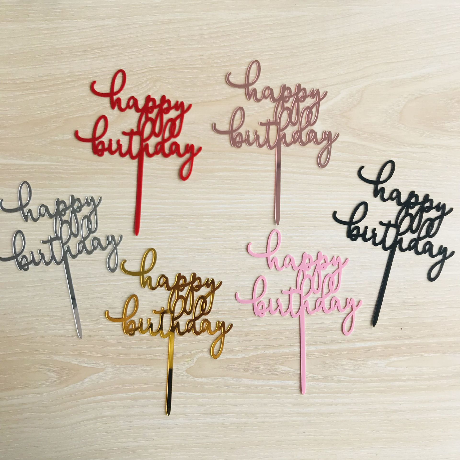 Fábrica de acrílico directo Feliz Cumpleaños feliz Feliz cumpleaños tarjeta plug-in postre Mesa hornear